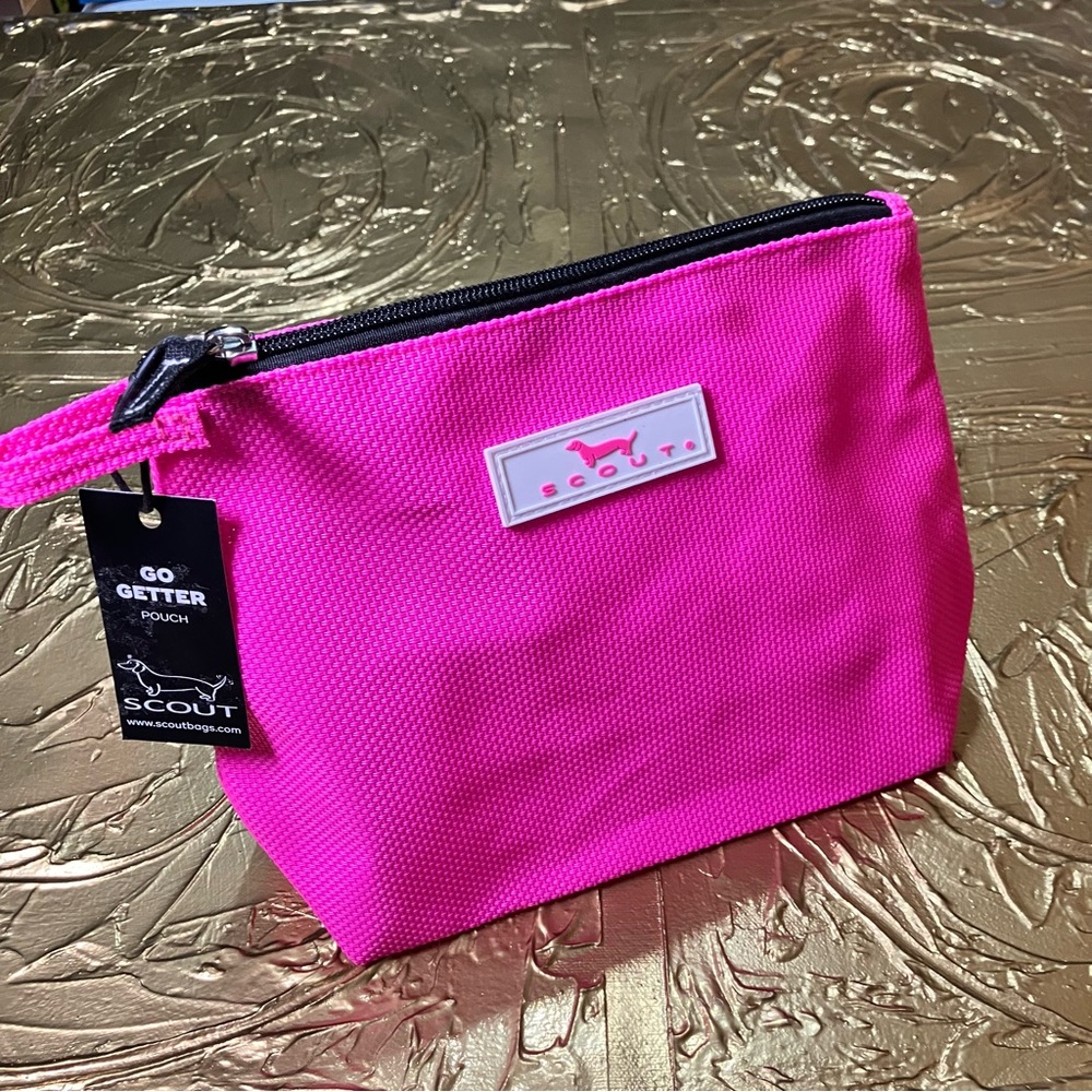SCOUT BAGS [NWT] Neon Pink Cosmetic Pouch Small Bag Durable Nylon Zipper Closure
